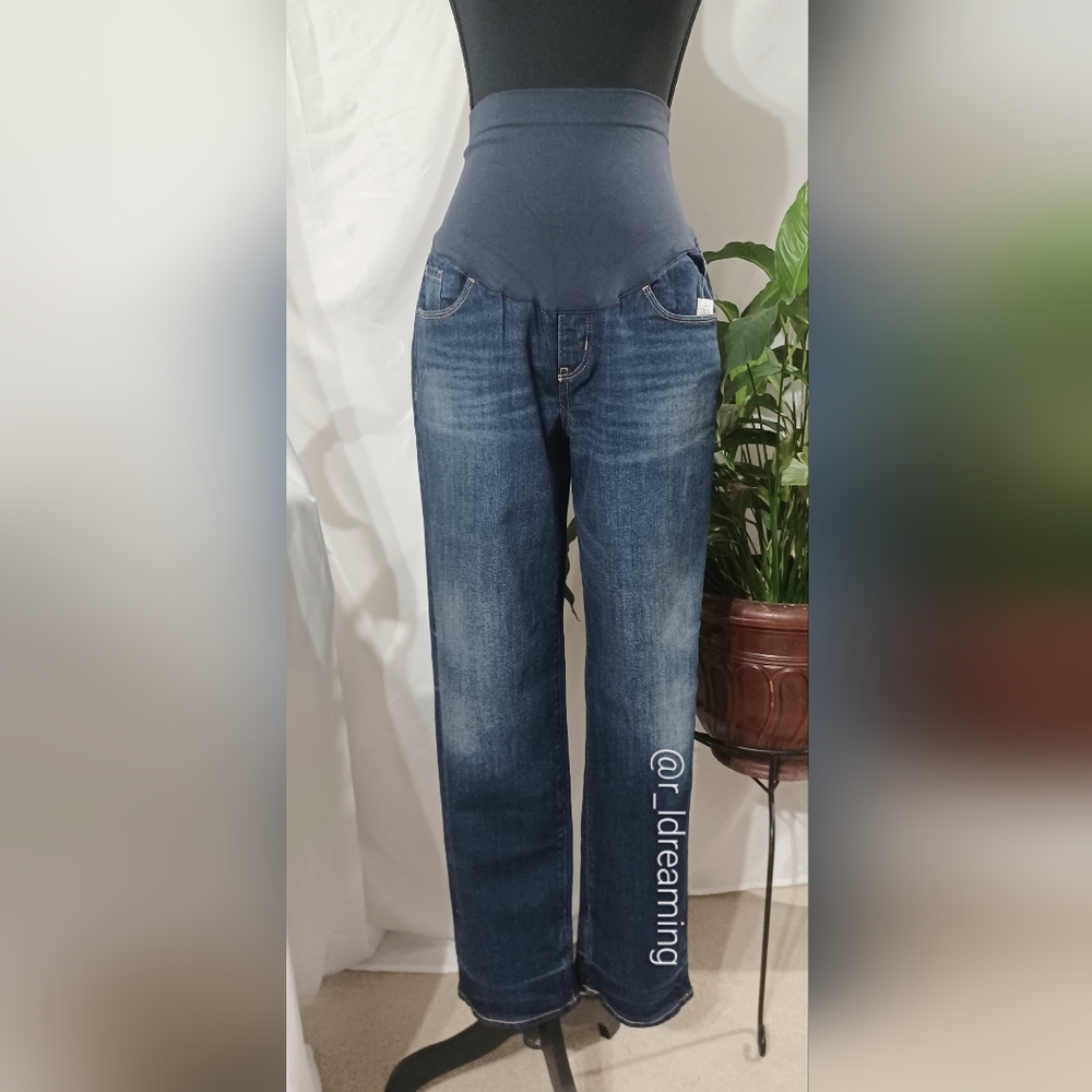 NWT Old Navy Maternity Blue Full-Panel OG Loose Jeans Size 8 In Sheldon Color